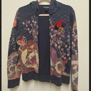 Lucky Brand Japanese Traditional Print and Embroidery Detailed Hoodie, size M